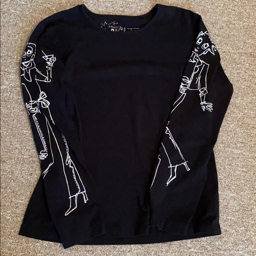 Chico’s Chat-tees black and white long sleeve sz 2